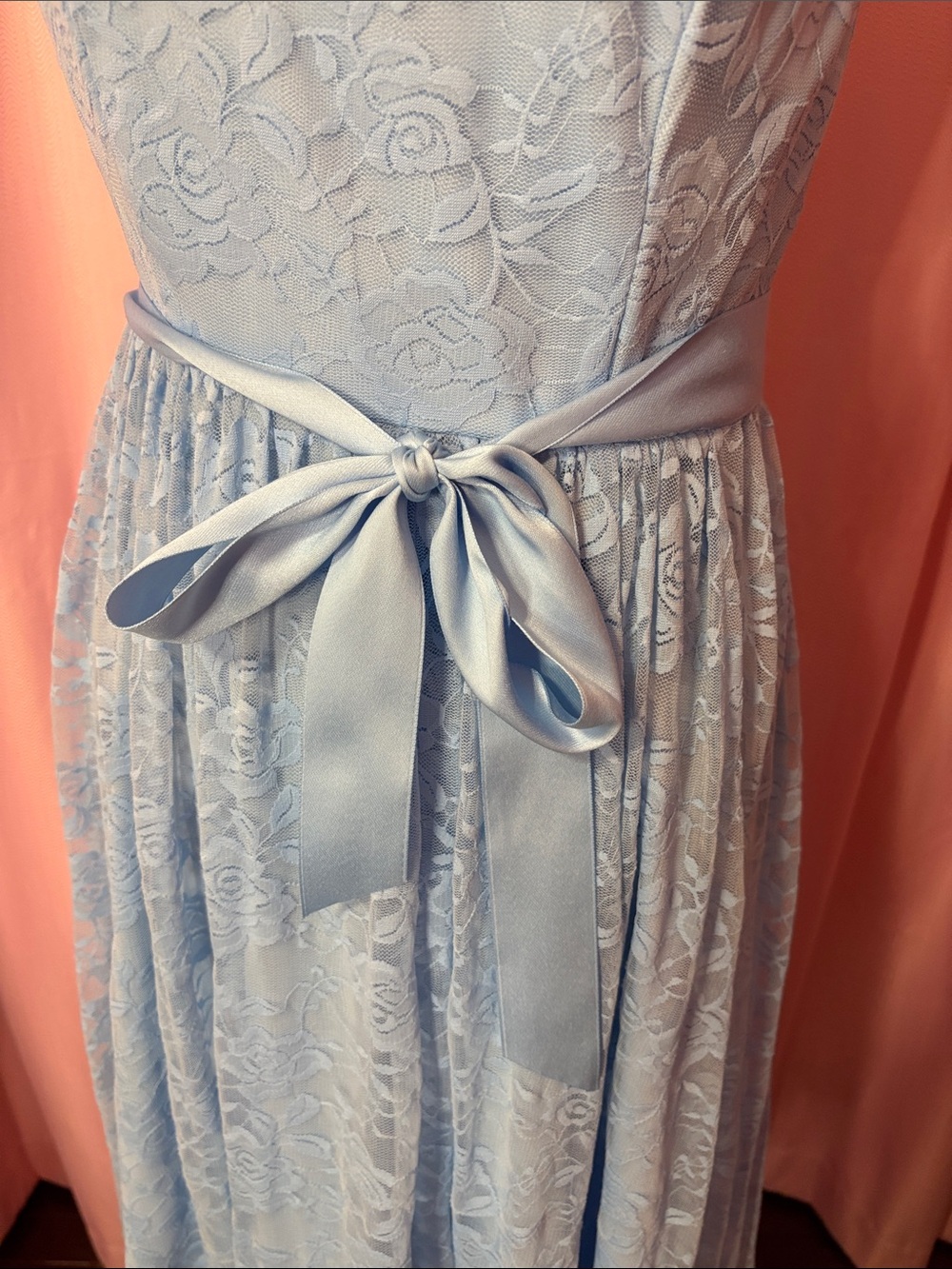 Blue Lace Overlay Cap Sleeve Party Dress - Picture 3 of 6